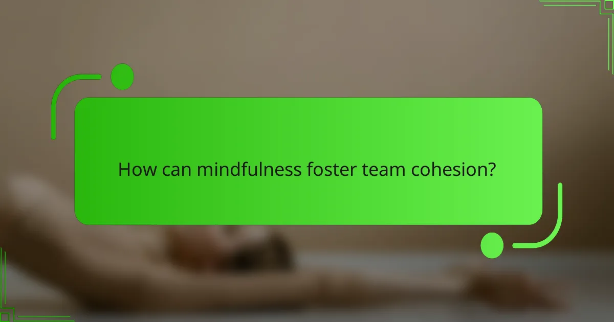 How can mindfulness foster team cohesion?