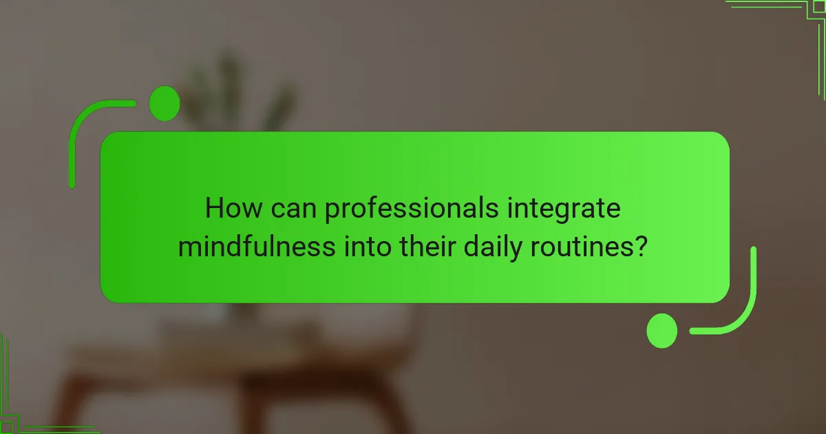 How can professionals integrate mindfulness into their daily routines?