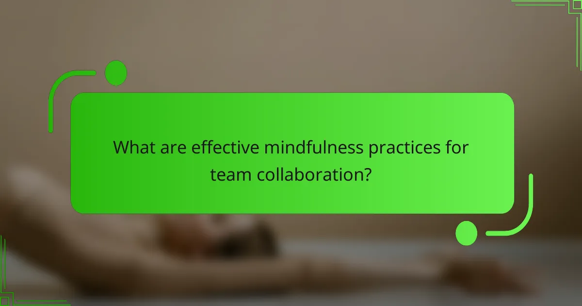 What are effective mindfulness practices for team collaboration?