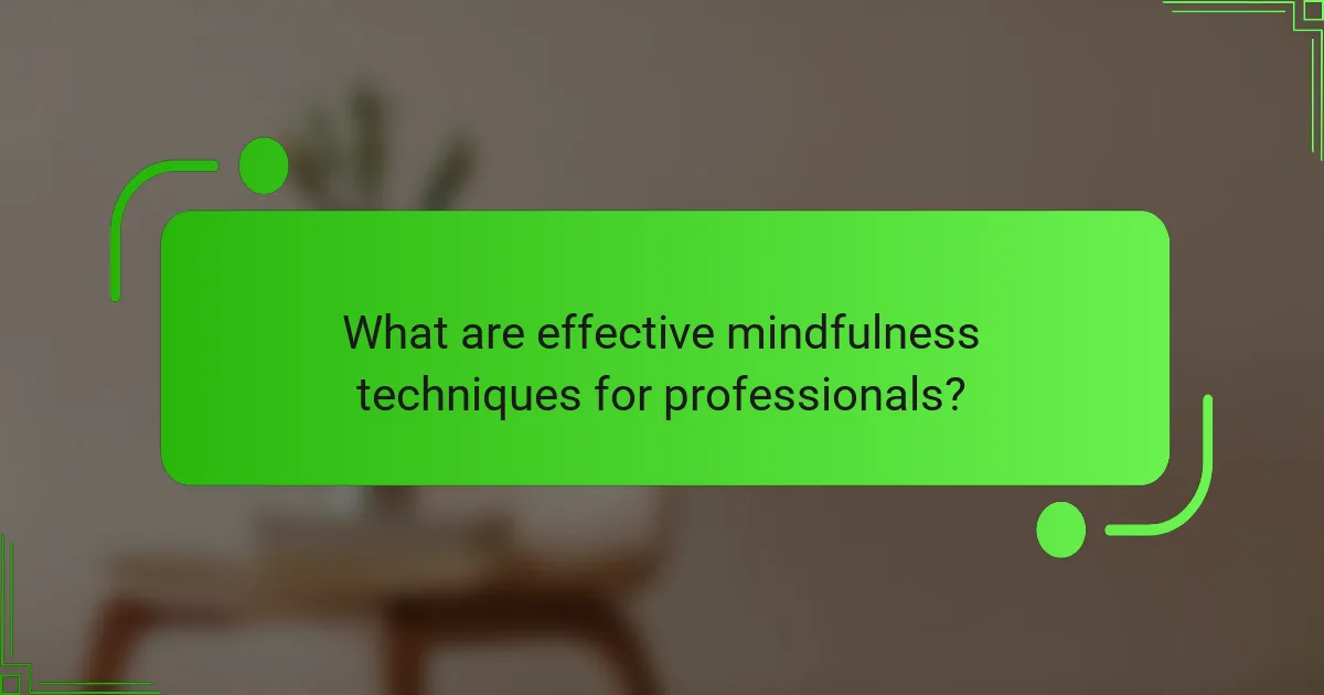 What are effective mindfulness techniques for professionals?